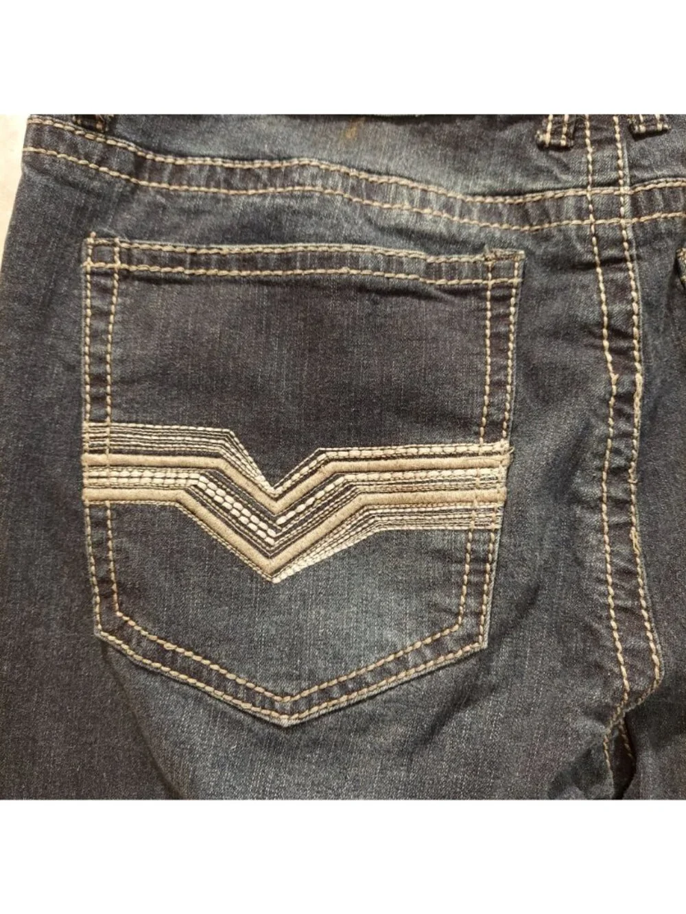 Faded Glory Jeans Men 38x32 straight leg dark wash embellished pocket dad work